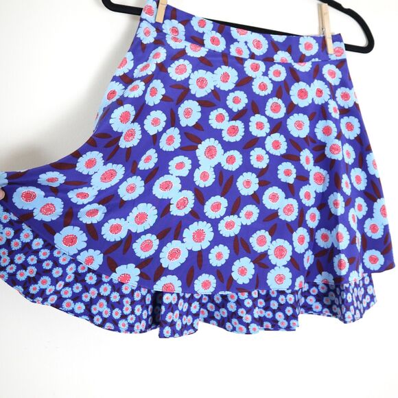 Kate Spade New York Size 0 Silk Tangier Floral Double Layer Skirt Cobalt Blue - Picture 5 of 10